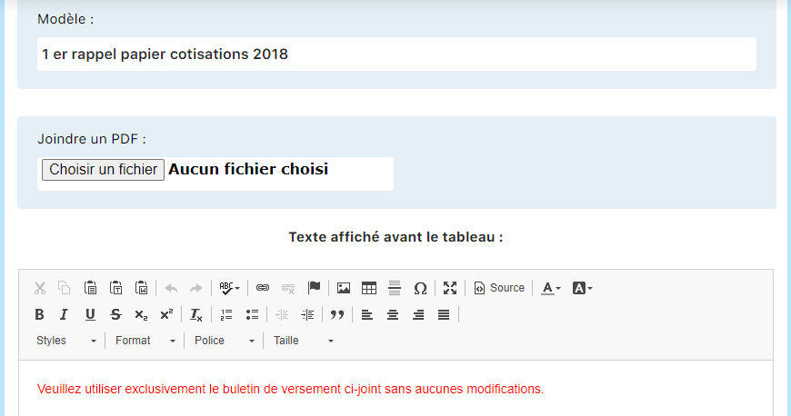 Rappels papier - sélection